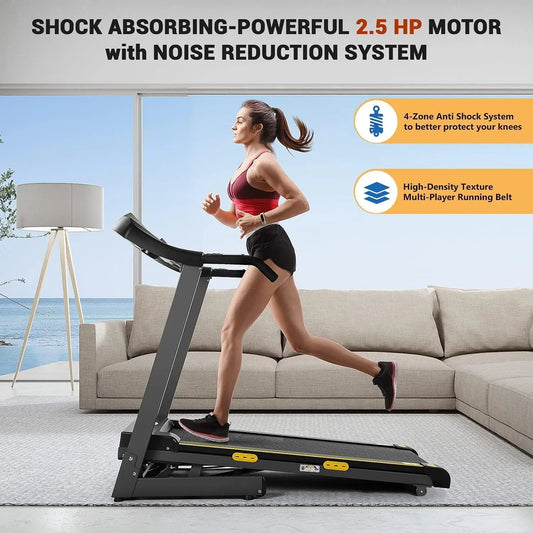 Auto-Incline Folding Treadmill: 2.5HP, 8.5 MPH, 17" Wide, 15 Programs