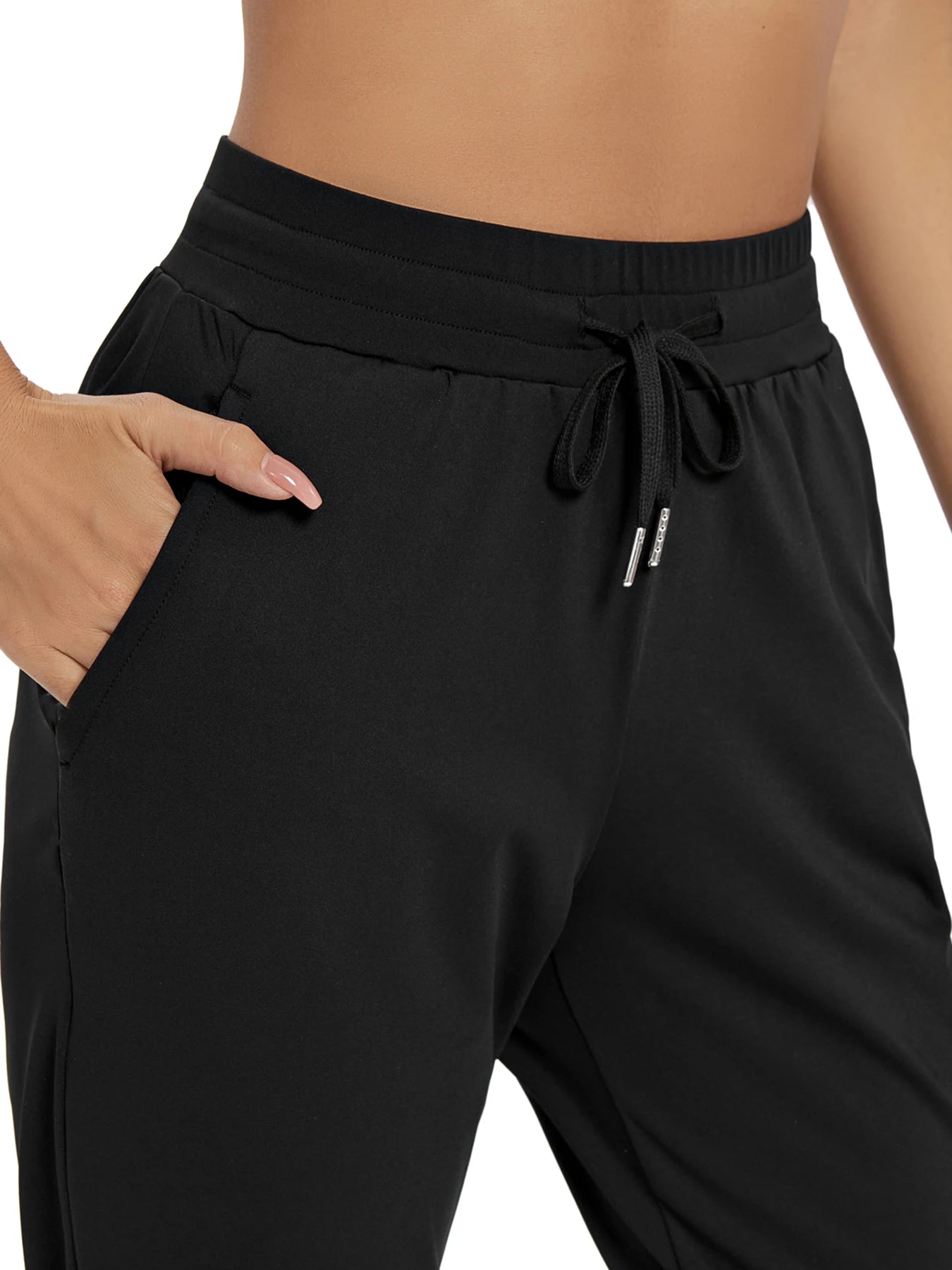 High-waisted women's joggers with pockets for workouts, yoga, or lounging.