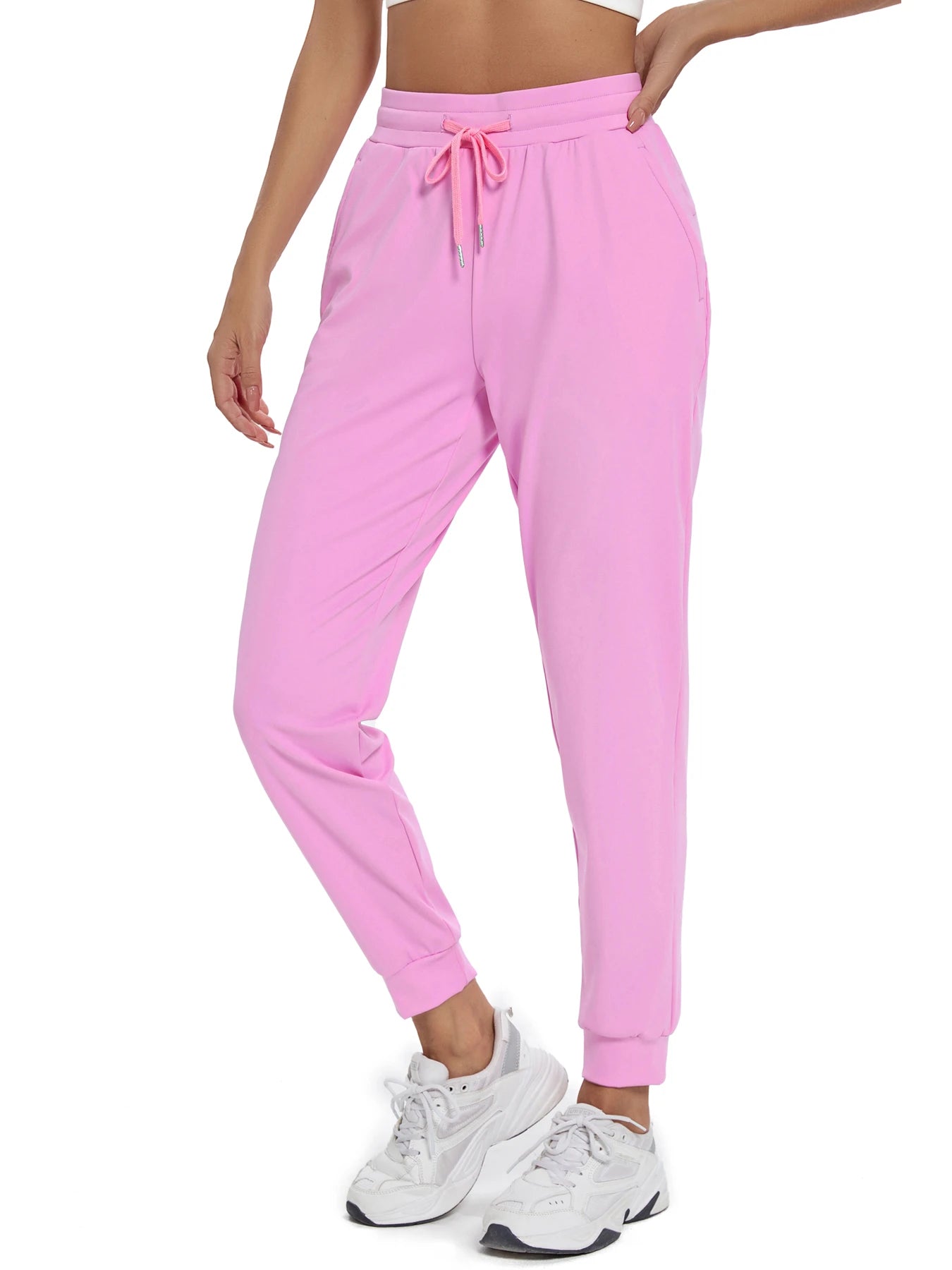 High-waisted women's joggers with pockets for workouts, yoga, or lounging.