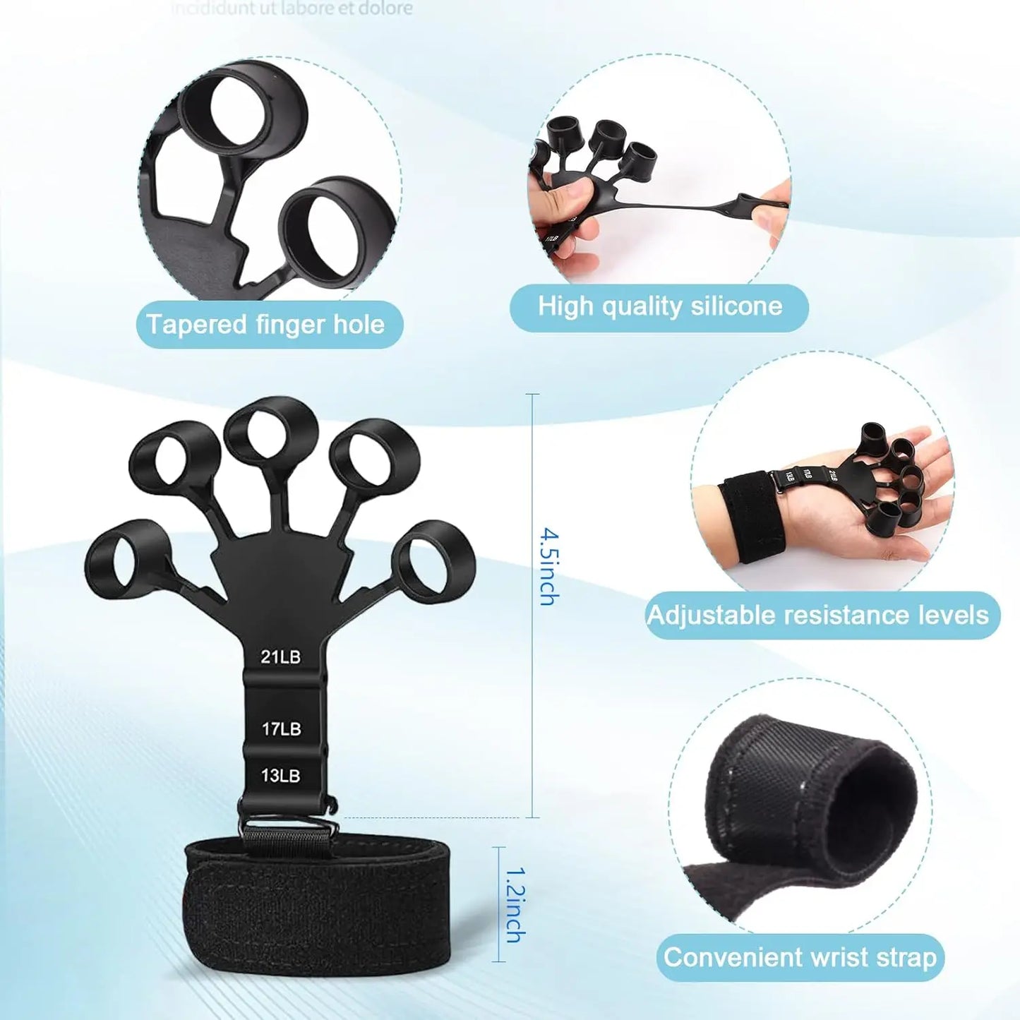 Grip Trainer Kit – Adjustable Hand Gripper, Finger Exercisers, Stress Ball & Forearm Ring for Strength Training