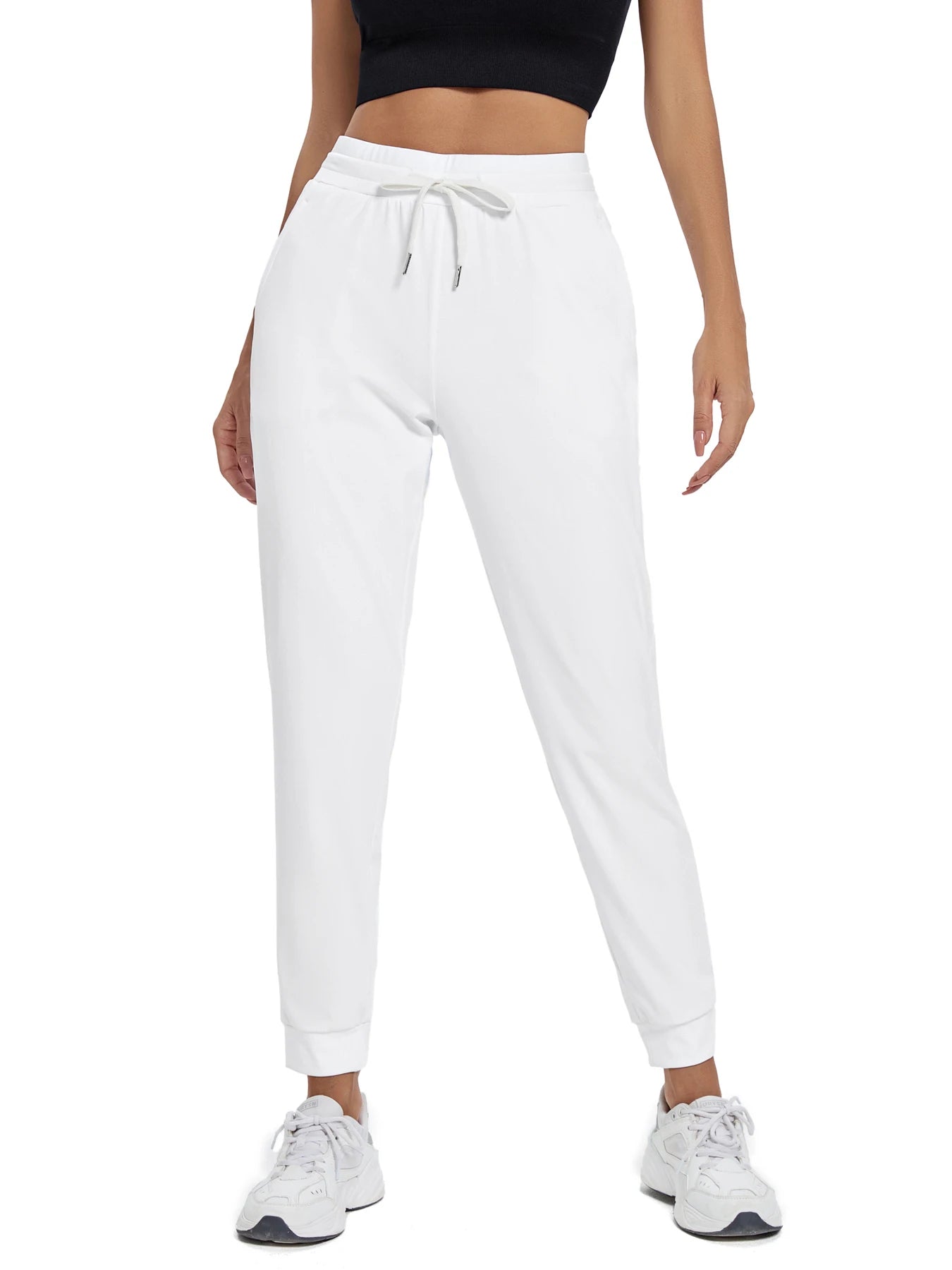 High-waisted women's joggers with pockets for workouts, yoga, or lounging.