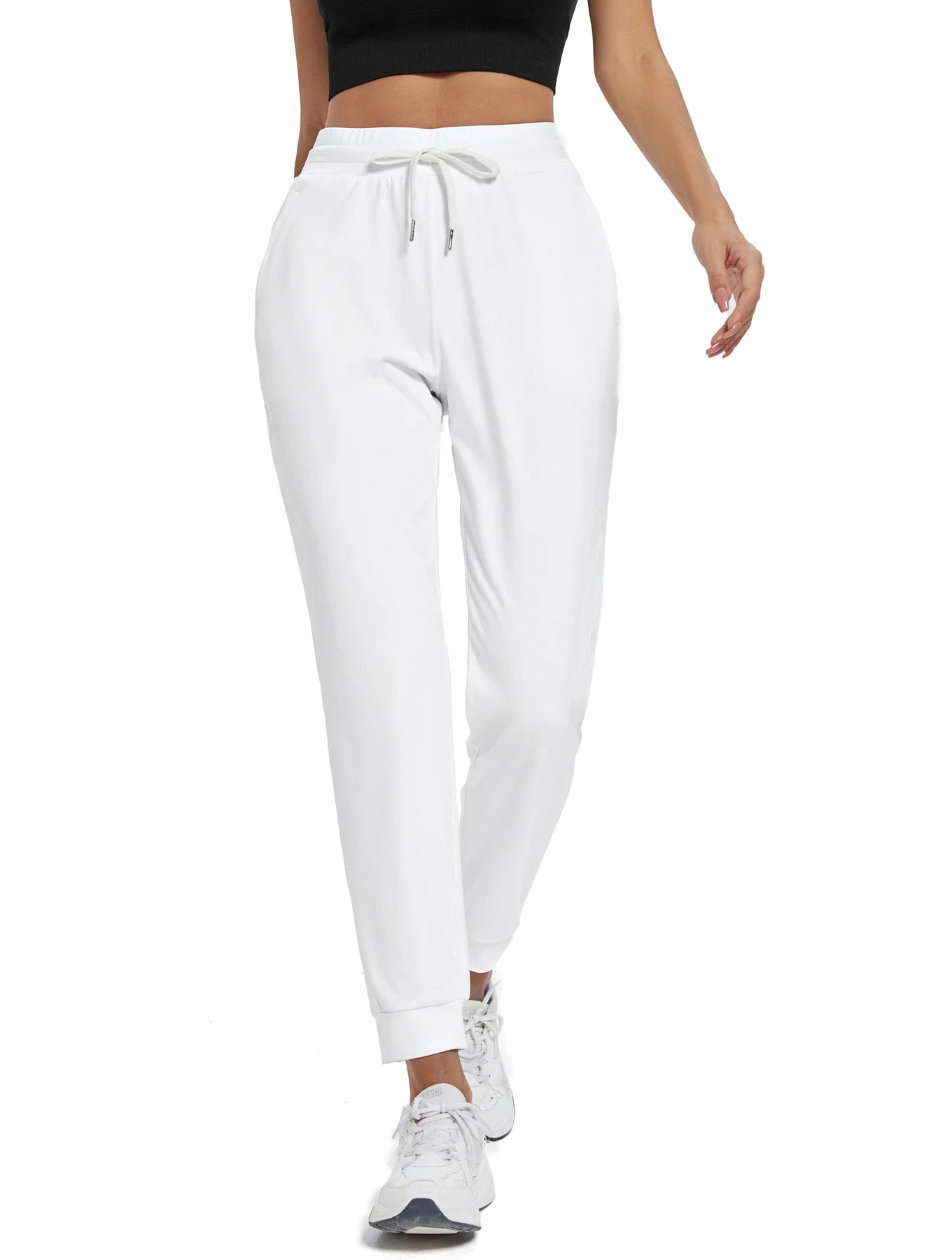 High-waisted women's joggers with pockets for workouts, yoga, or lounging.