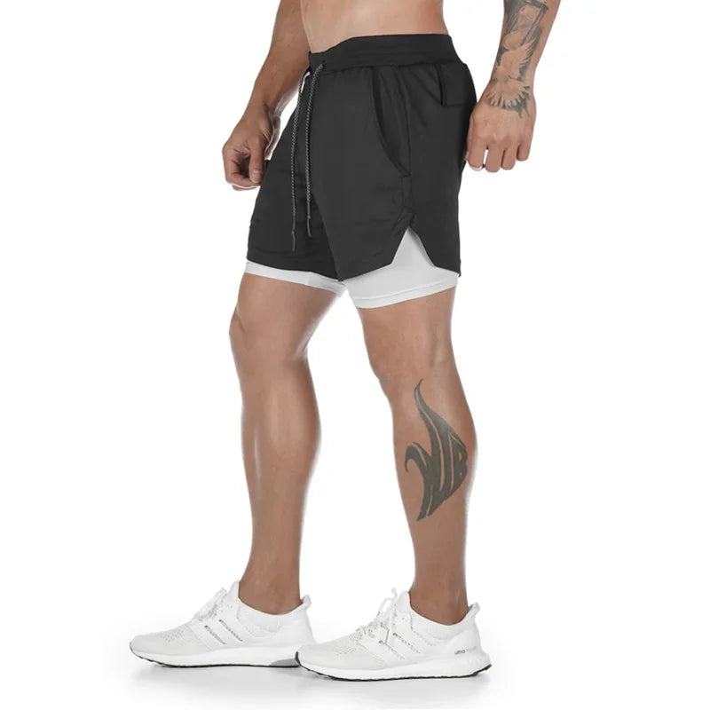 Men’s 2-in-1 Quick-Dry Running Shorts – Workout, Gym, Beachwear