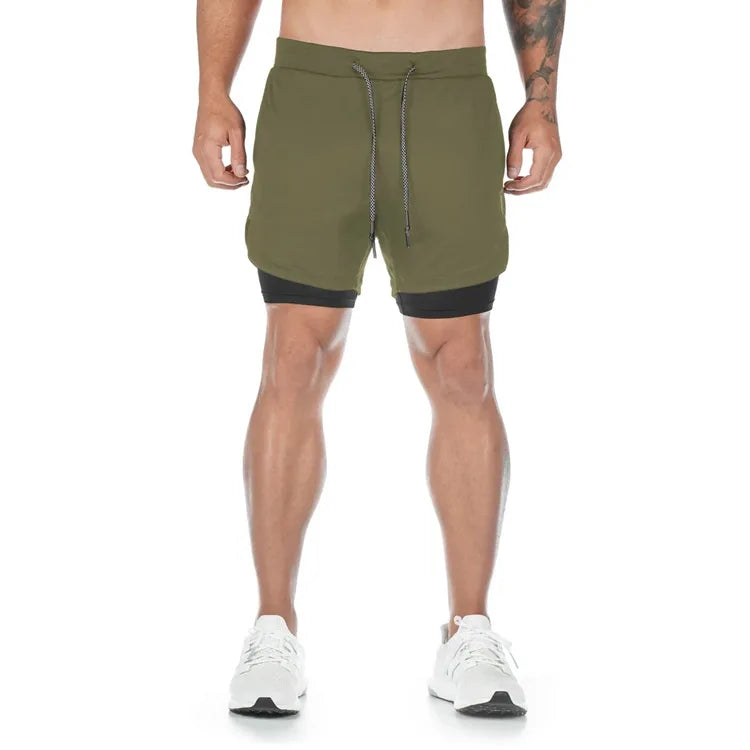 Men’s 2-in-1 Quick-Dry Running Shorts – Workout, Gym, Beachwear