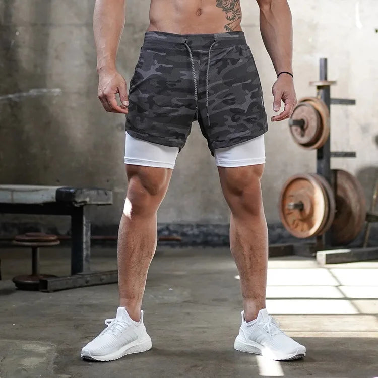 Men’s 2-in-1 Quick-Dry Running Shorts – Workout, Gym, Beachwear