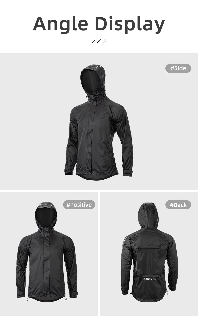 ROCKBROS Men’s Waterproof Cycling Rain Jacket – Breathable, Reflective Hooded Windbreaker (European Sizing)