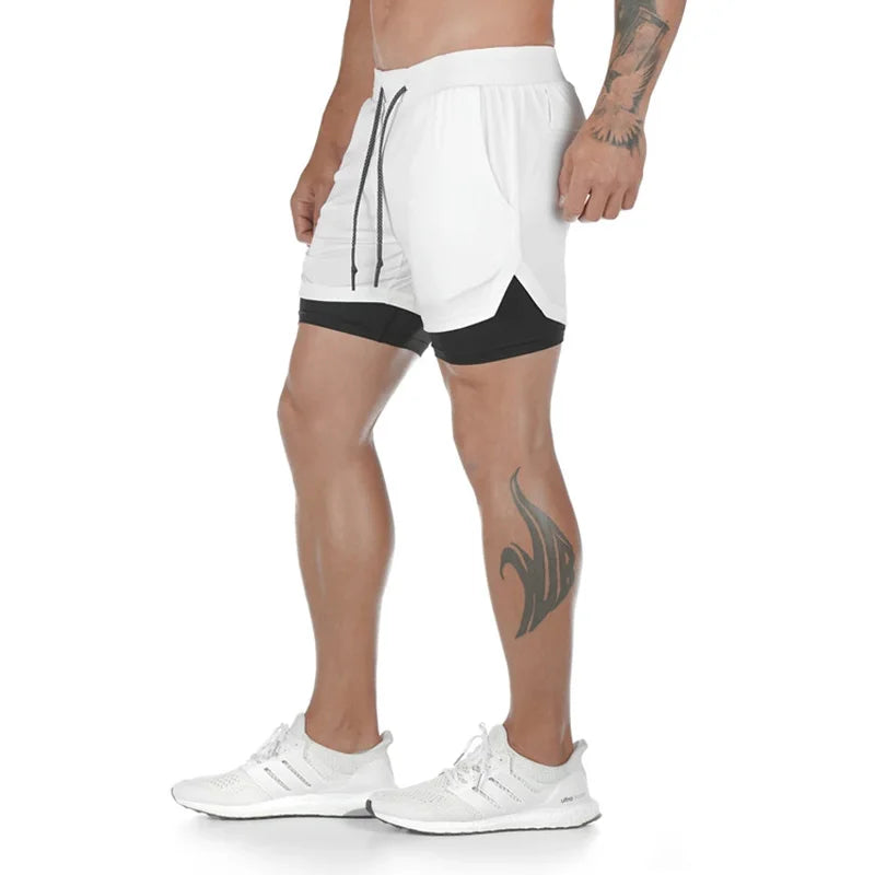 Men’s 2-in-1 Quick-Dry Running Shorts – Workout, Gym, Beachwear