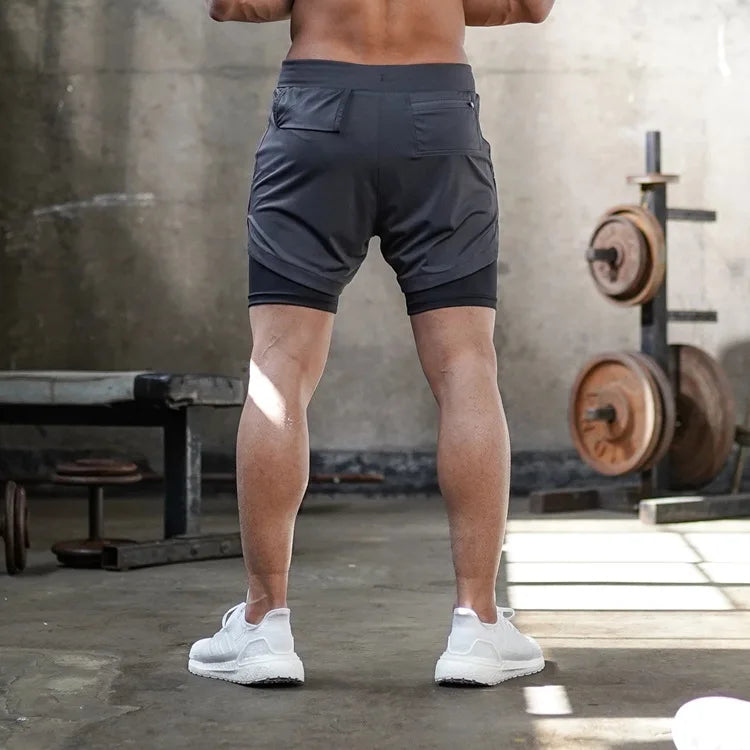 Men’s 2-in-1 Quick-Dry Running Shorts – Workout, Gym, Beachwear