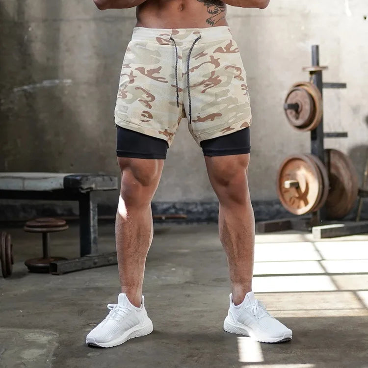 Men’s 2-in-1 Quick-Dry Running Shorts – Workout, Gym, Beachwear