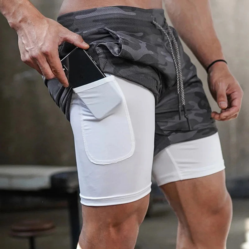 Men’s 2-in-1 Quick-Dry Running Shorts – Workout, Gym, Beachwear