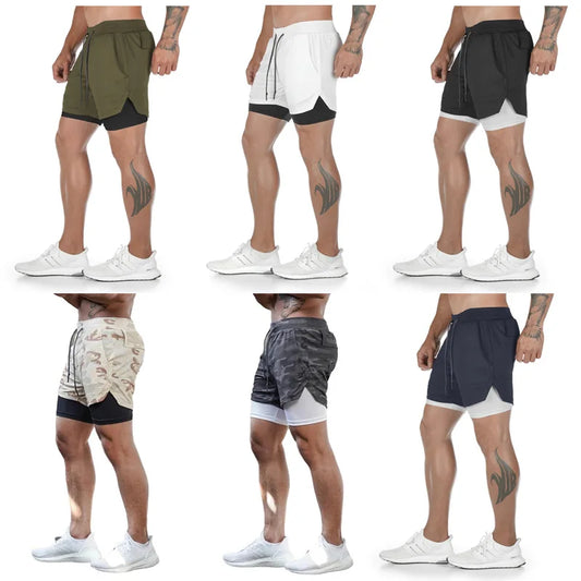 Men’s 2-in-1 Quick-Dry Running Shorts – Workout, Gym, Beachwear