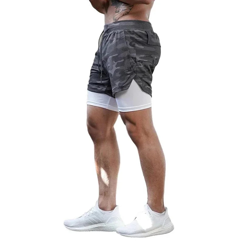 Men’s 2-in-1 Quick-Dry Running Shorts – Workout, Gym, Beachwear