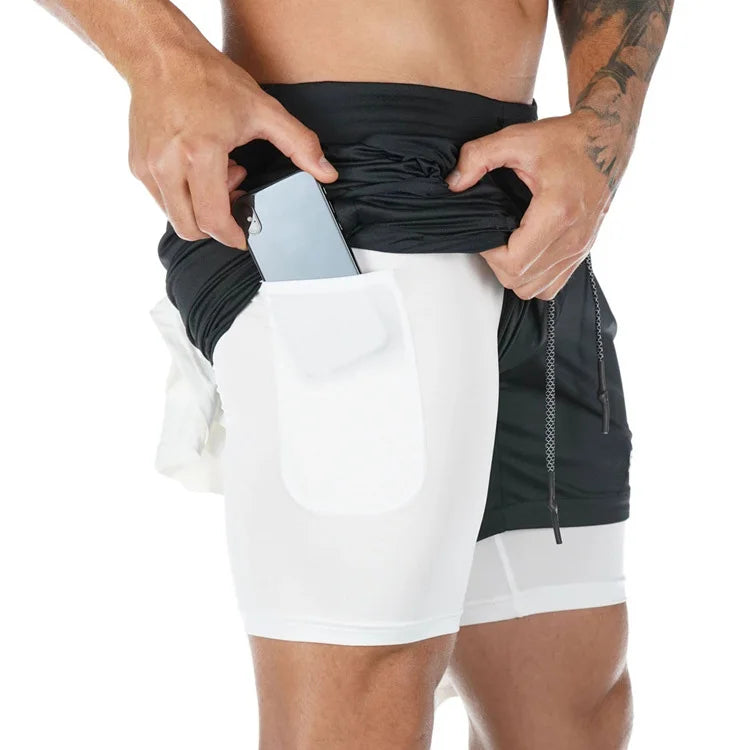 Men’s 2-in-1 Quick-Dry Running Shorts – Workout, Gym, Beachwear