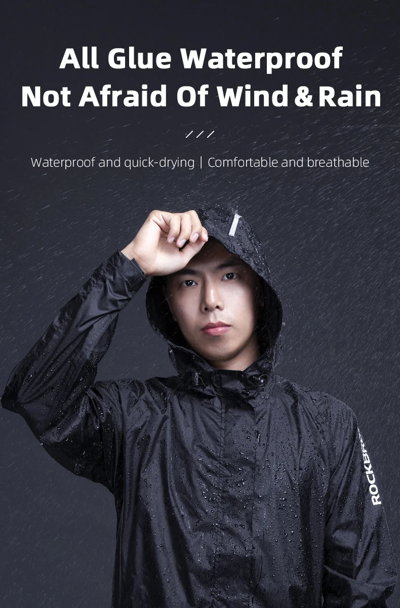 ROCKBROS Men’s Waterproof Cycling Rain Jacket – Breathable, Reflective Hooded Windbreaker (European Sizing)