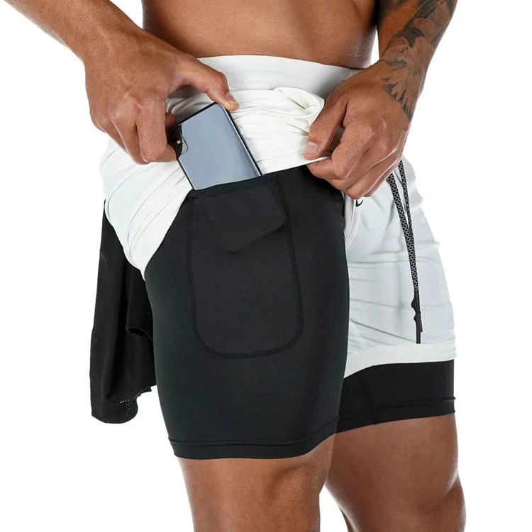 Men’s 2-in-1 Quick-Dry Running Shorts – Workout, Gym, Beachwear