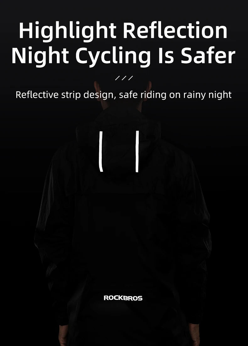 ROCKBROS Men’s Waterproof Cycling Rain Jacket – Breathable, Reflective Hooded Windbreaker (European Sizing)