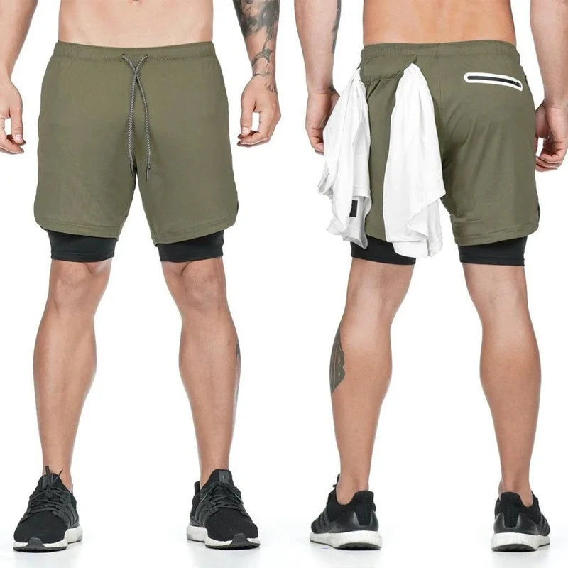 Men’s 2-in-1 Sports Shorts – Gym, Running, Training, Beach