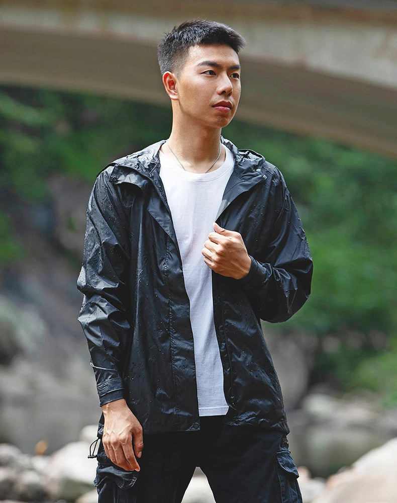 ROCKBROS Men’s Waterproof Cycling Rain Jacket – Breathable, Reflective Hooded Windbreaker (European Sizing)