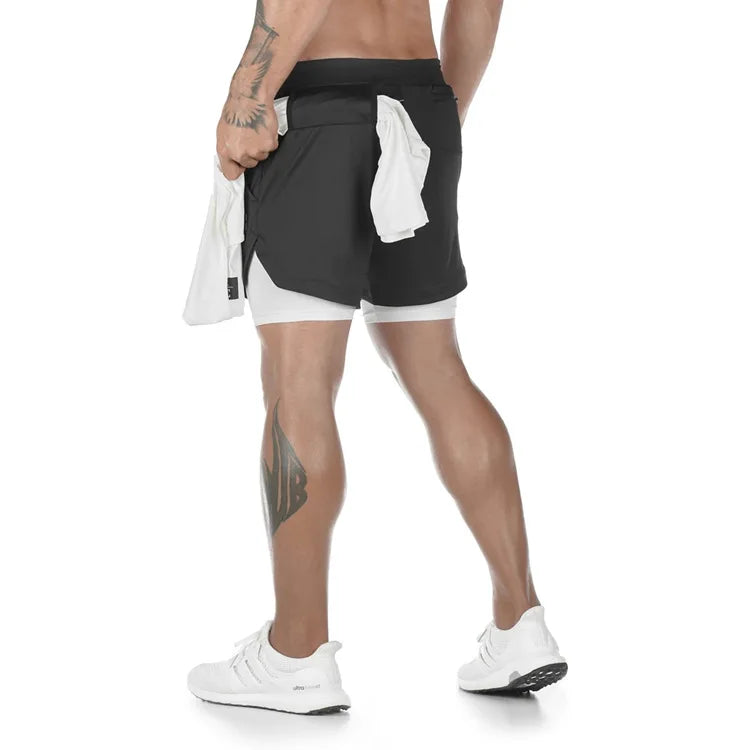 Men’s 2-in-1 Quick-Dry Running Shorts – Workout, Gym, Beachwear