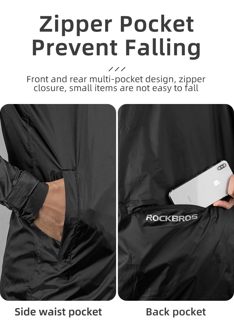 ROCKBROS Men’s Waterproof Cycling Rain Jacket – Breathable, Reflective Hooded Windbreaker (European Sizing)