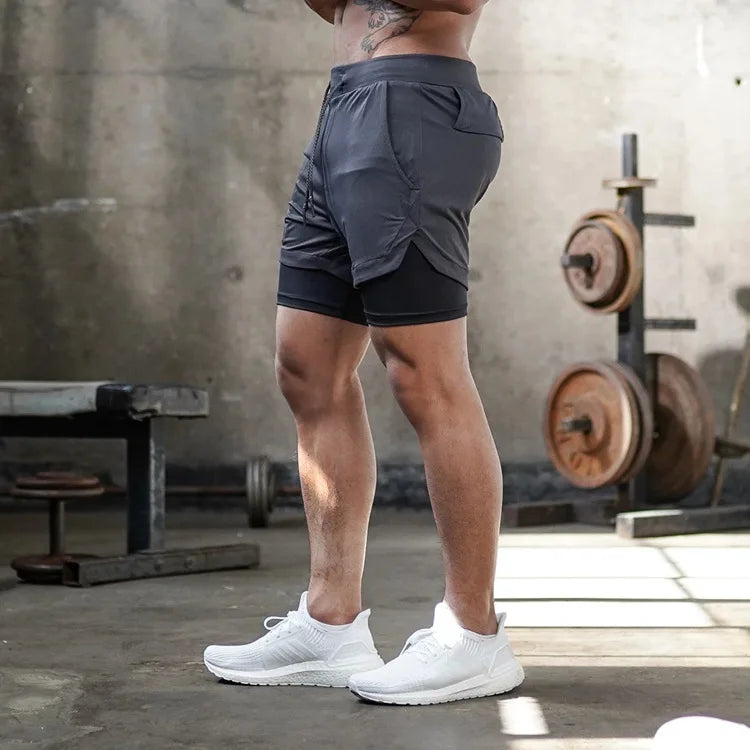 Men’s 2-in-1 Quick-Dry Running Shorts – Workout, Gym, Beachwear