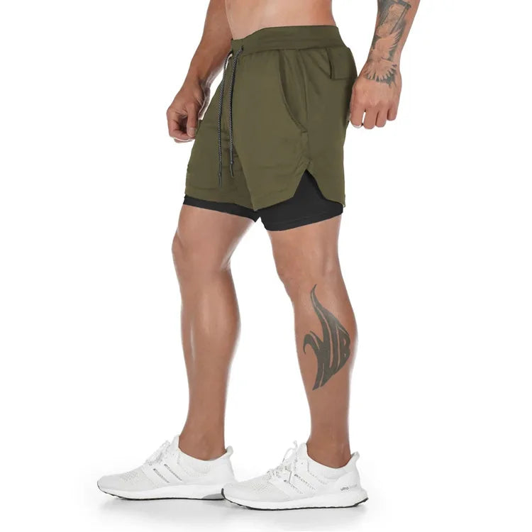 Men’s 2-in-1 Quick-Dry Running Shorts – Workout, Gym, Beachwear