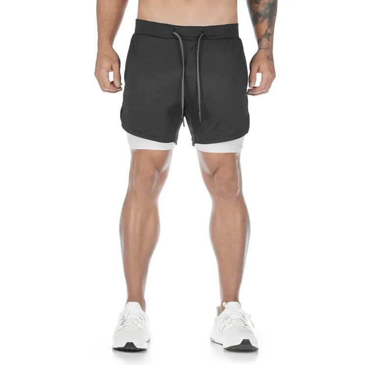Men’s 2-in-1 Quick-Dry Running Shorts – Workout, Gym, Beachwear