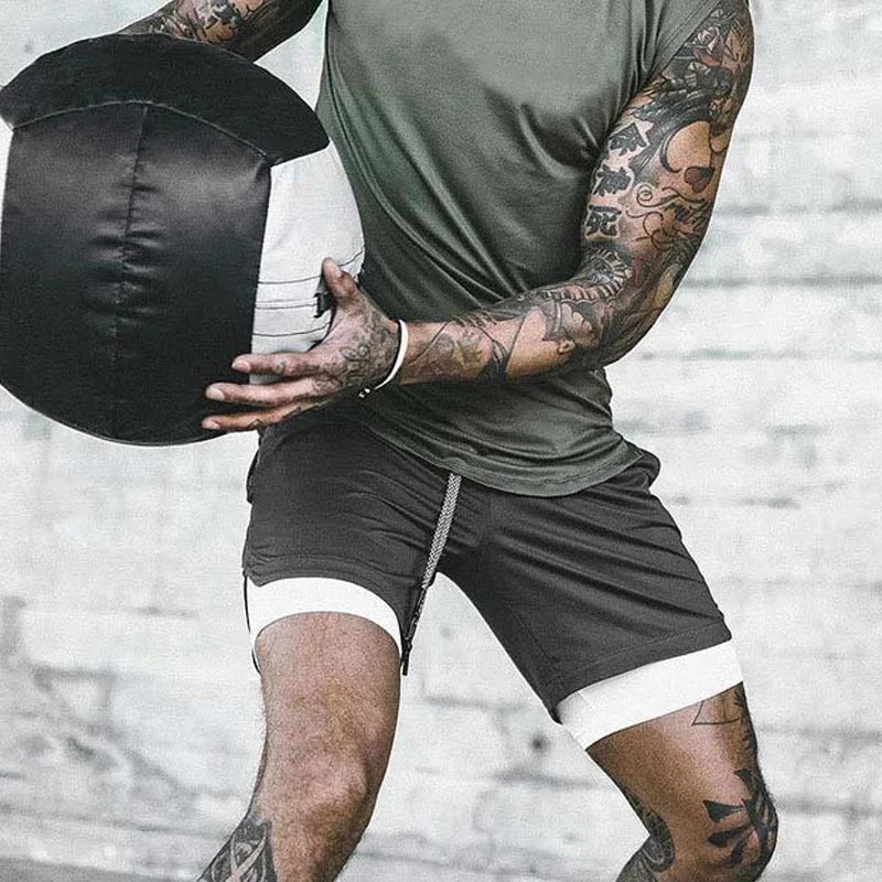 Men’s 2-in-1 Sports Shorts – Gym, Running, Training, Beach
