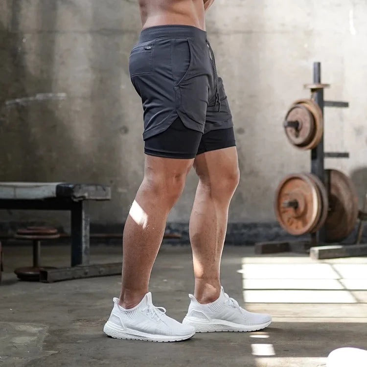 Men’s 2-in-1 Quick-Dry Running Shorts – Workout, Gym, Beachwear