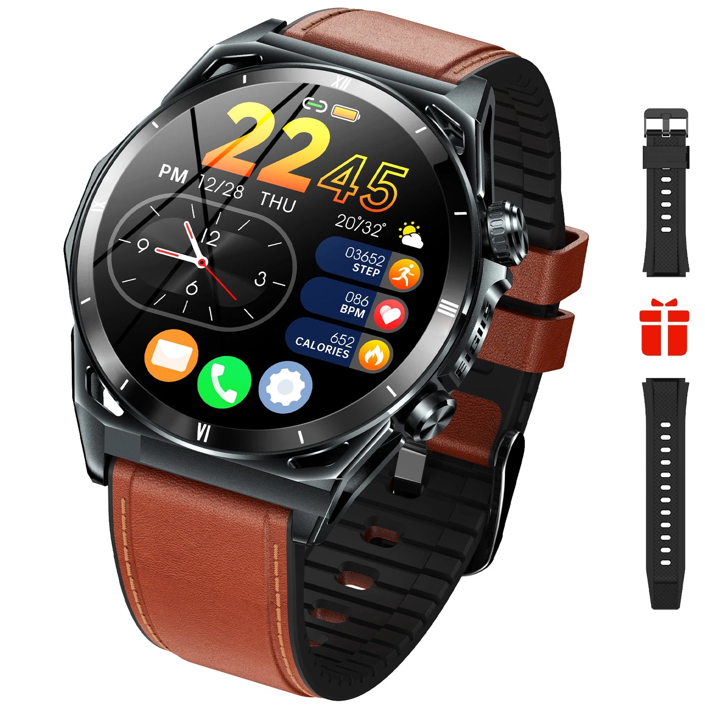 New Smart Watch KE6 1.43" AMOLED Display Men Black Sports Watch, KE Series Bluetooth, Call Health Monitor, IP68 Waterproof