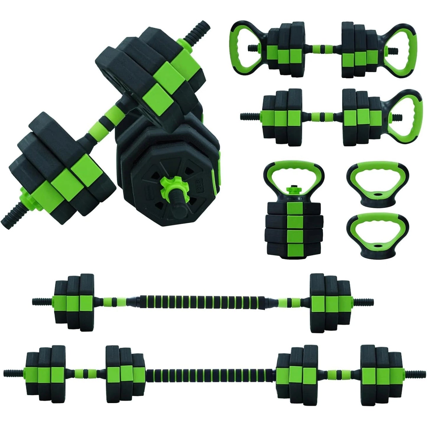 4-in-1 Adjustable Kettlebell & Dumbbell Set – 66lbs/88lbs Home Gym Weight Kit with Barbell & Push-Up Stand Functions
