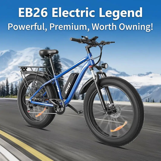 EB26 Electric Bike: 26" Fat Tire Mountain E-Bike, 1500W Peak Motor.