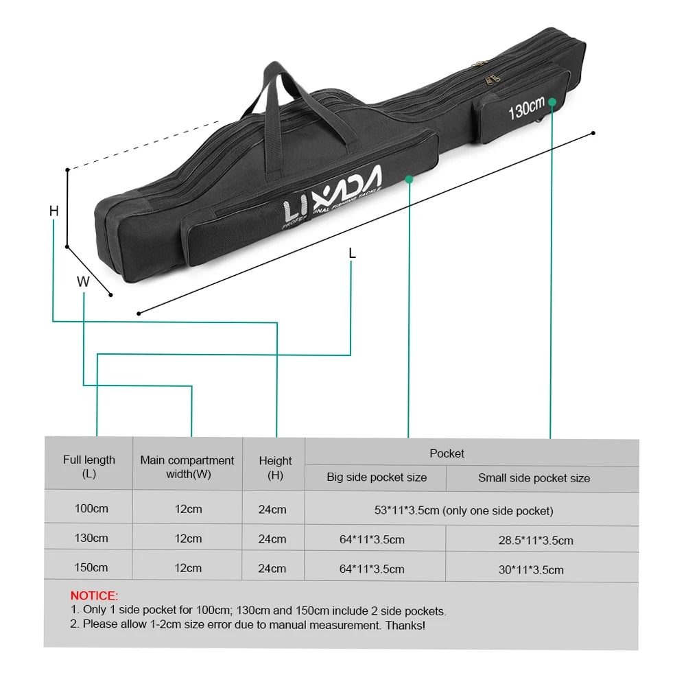 Folding Fishing Rod & Reel Bag – 170/190/210cm Oxford Carry Case