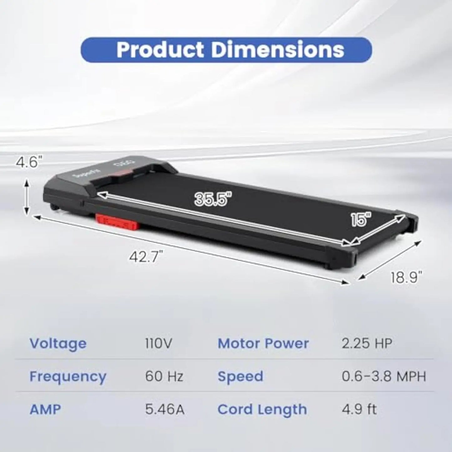 340lbs Under Desk Walking Pad Treadmill with Remote, App Control, LED Display, Built-in Wheels, and No Assembly Required
