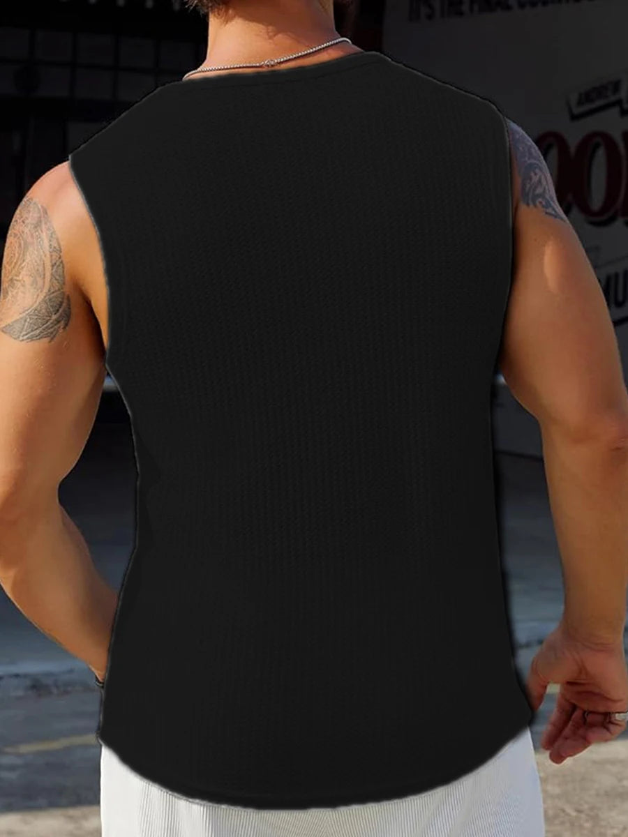 Men’s Ribbed Knit Tank Tops – Solid Color Sleeveless Workout Shirts