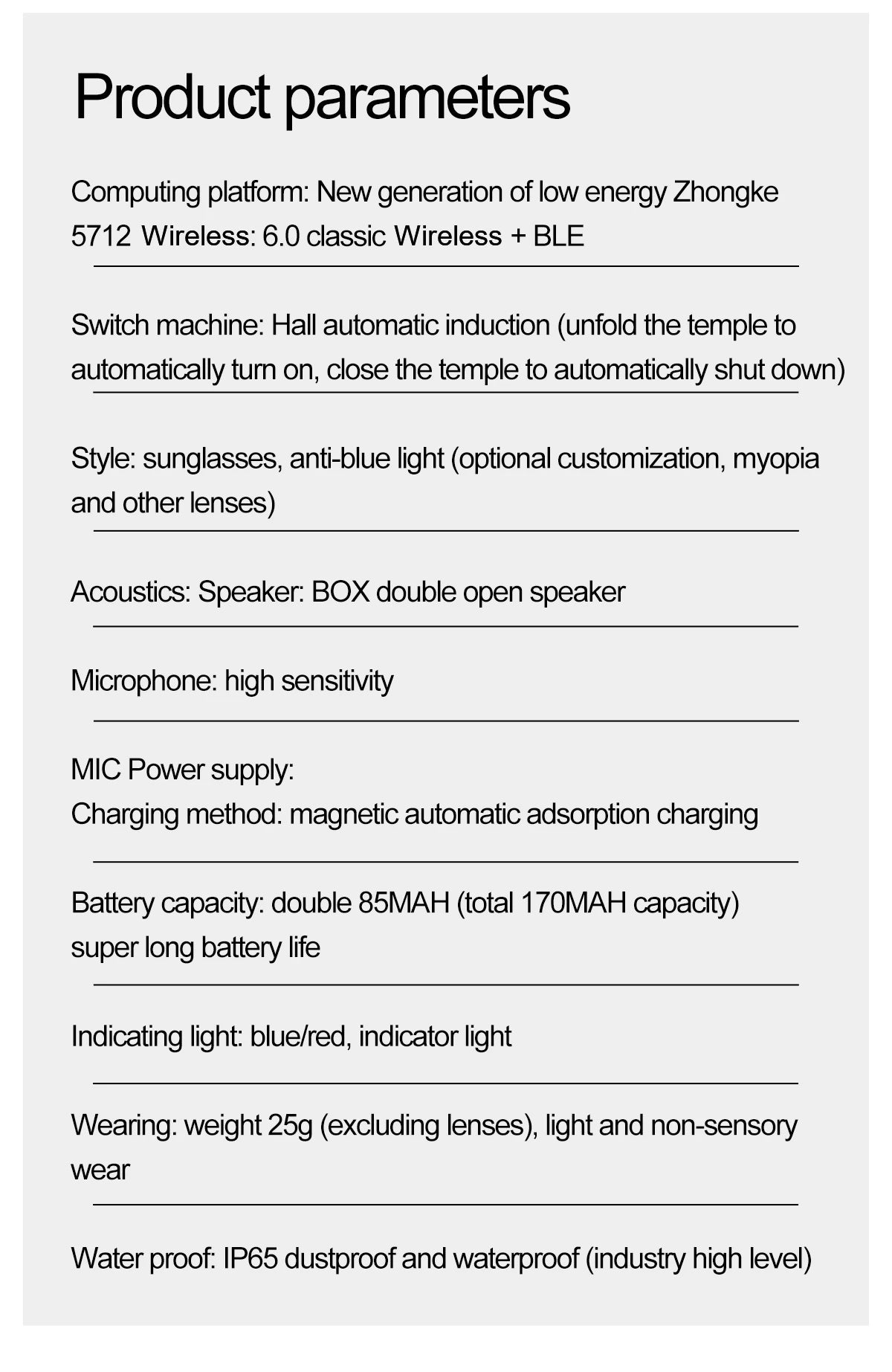 Smart Glasses: Wireless Bluetooth with Mic, Speakers, Touch Control, Voice Assistant & Translation.
