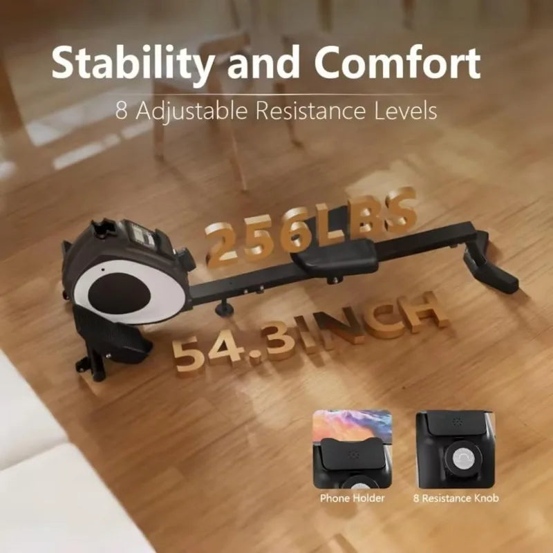 Home Rowing Machine: Magnetic Resistance, Foldable, for Cardio & Strength Training.