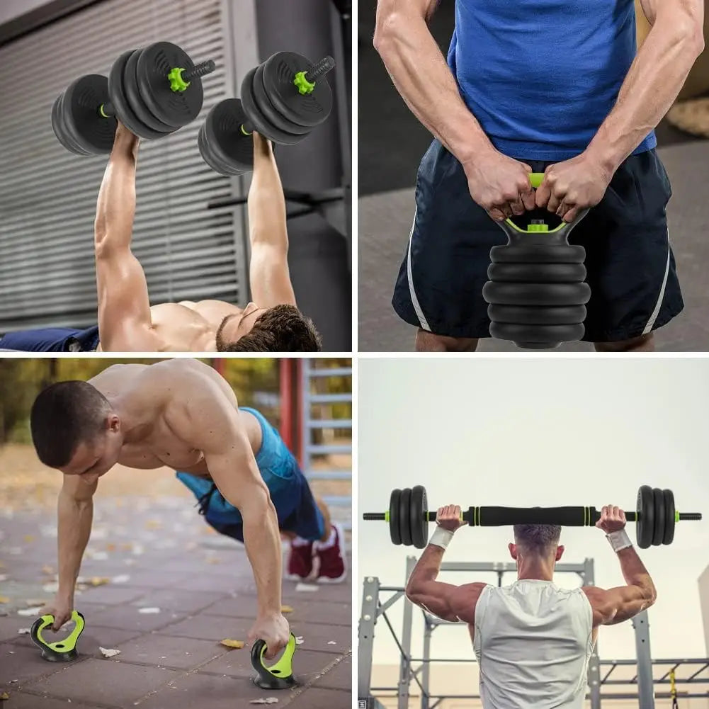 4-in-1 Adjustable Kettlebell & Dumbbell Set – 66lbs/88lbs Home Gym Weight Kit with Barbell & Push-Up Stand Functions