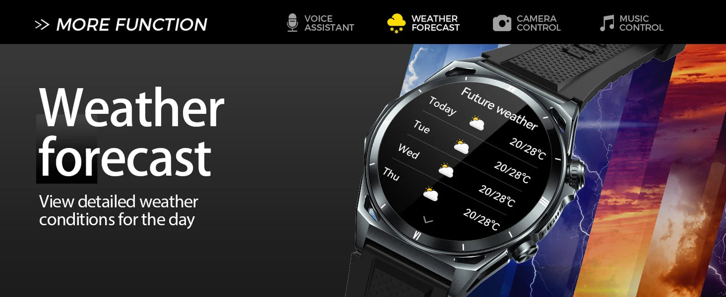 New Smart Watch KE6 1.43" AMOLED Display Men Black Sports Watch, KE Series Bluetooth, Call Health Monitor, IP68 Waterproof