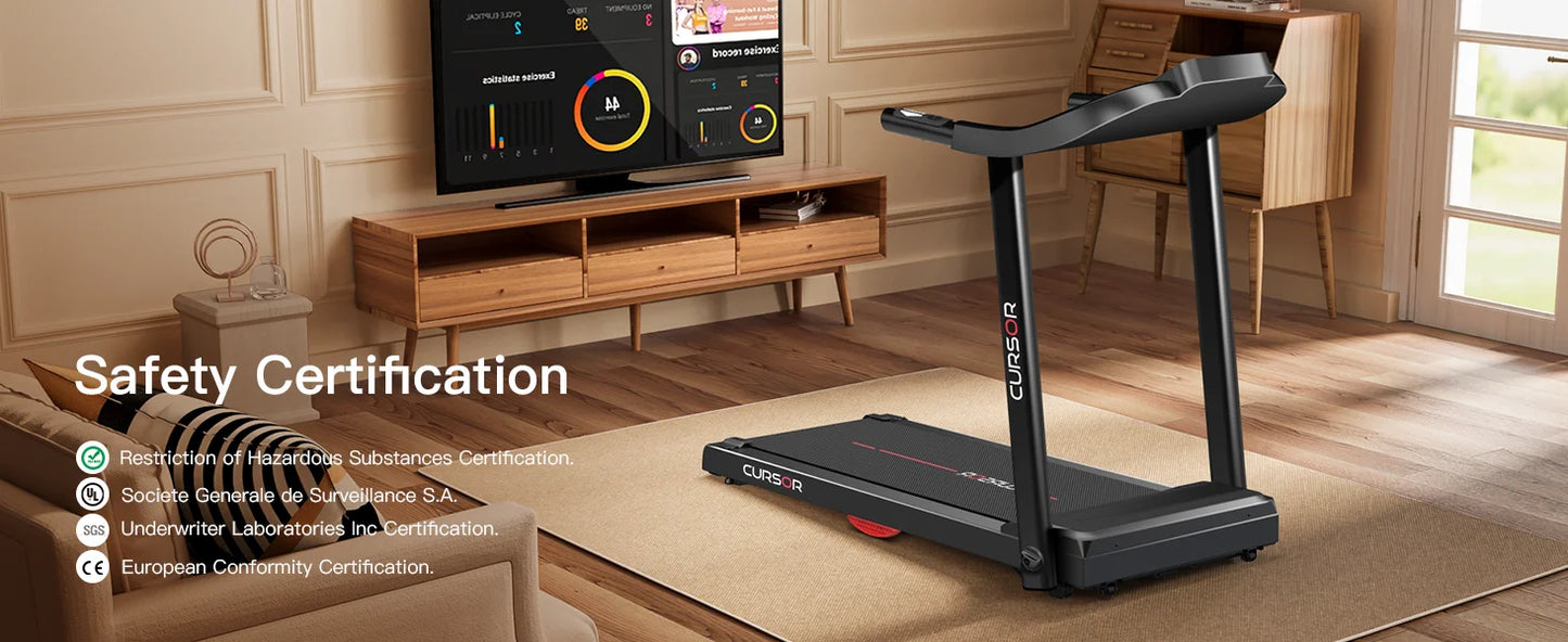 Folding Home Treadmill with Pulse Sensors, 2.5 HP Quiet Brushless Motor, 7.5 MPH, 265 lbs Capacity