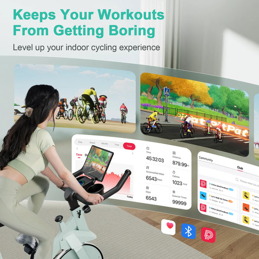 Superun Exercise Bike: 32-Level Resistance, Low Noise, Ideal for Home Workouts.