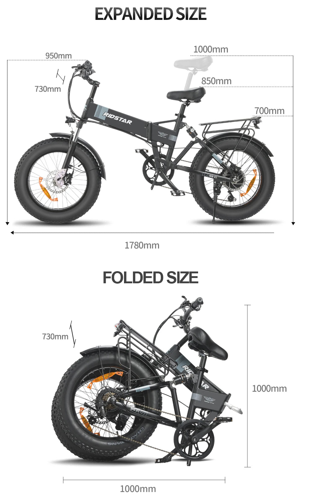 1000W Folding Electric Bike – 48V 15Ah Fat Tire E-Bike, 20-Inch Mountain Bicycle (Ships from US)