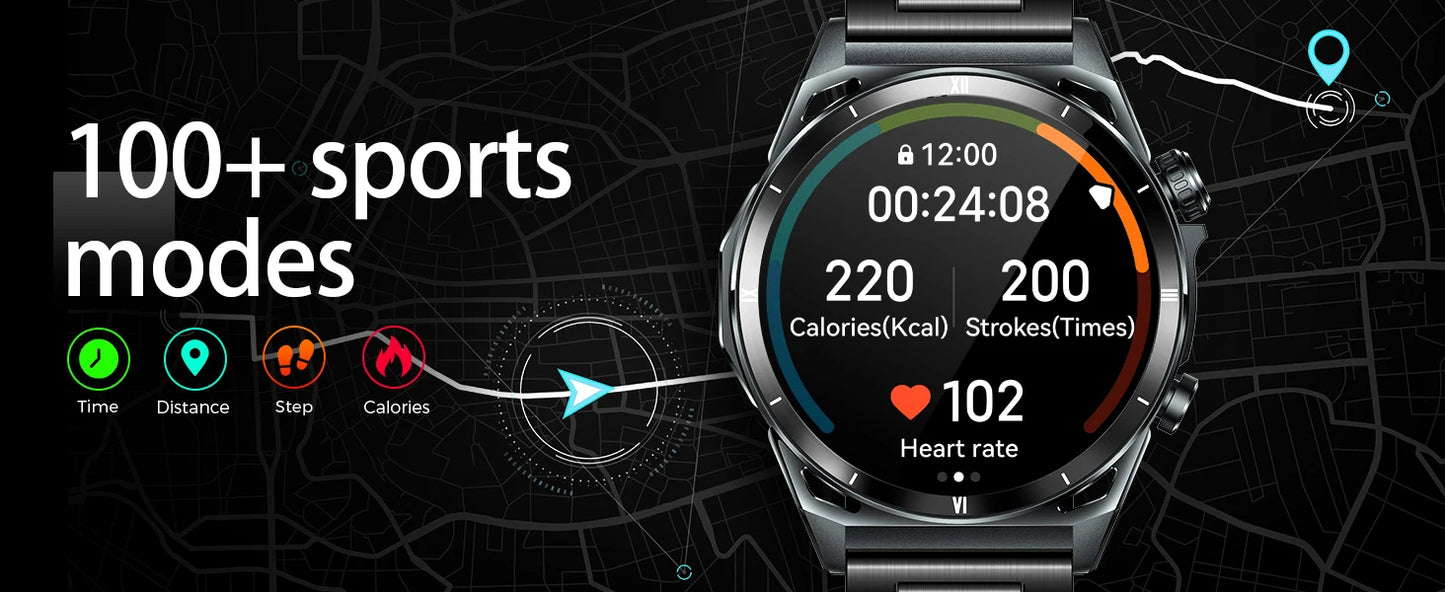 New Smart Watch KE6 1.43" AMOLED Display Men Black Sports Watch, KE Series Bluetooth, Call Health Monitor, IP68 Waterproof