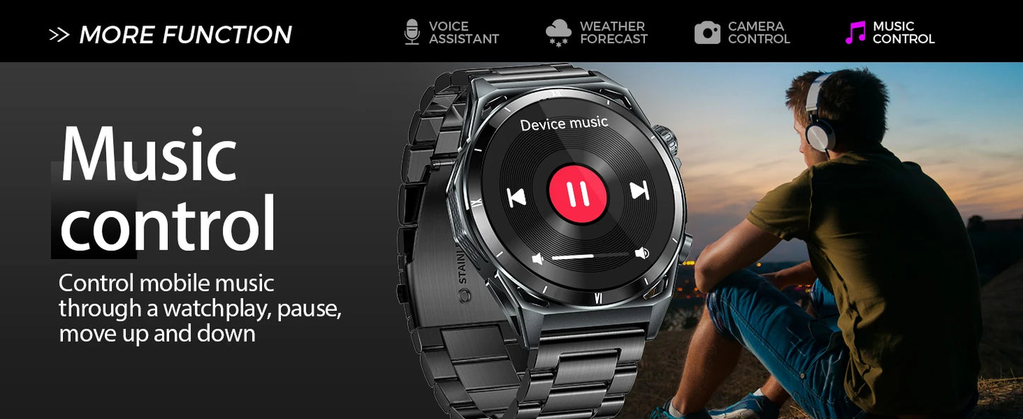 New Smart Watch KE6 1.43" AMOLED Display Men Black Sports Watch, KE Series Bluetooth, Call Health Monitor, IP68 Waterproof