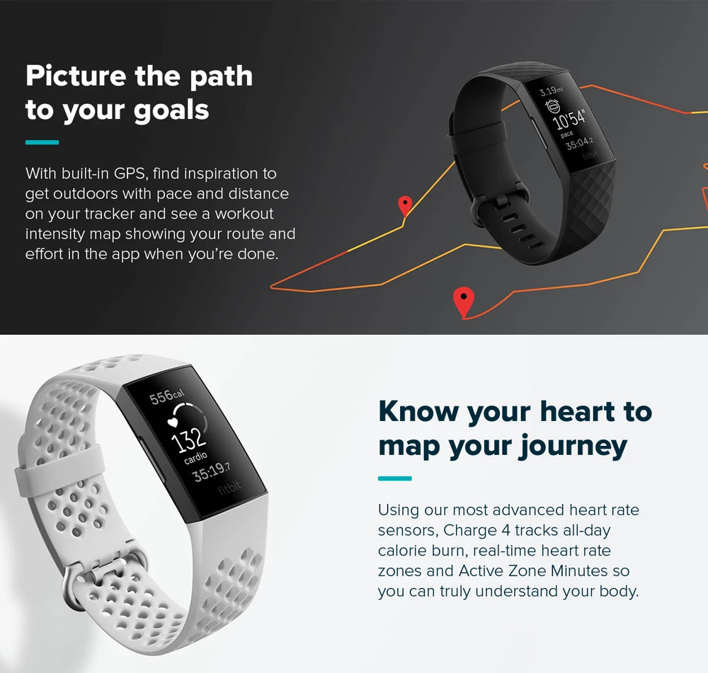 New Original Fitbit Charge 4 Fitness and Activity Tracker GPS Heart Rate Tracker Monitor Smart Watch
