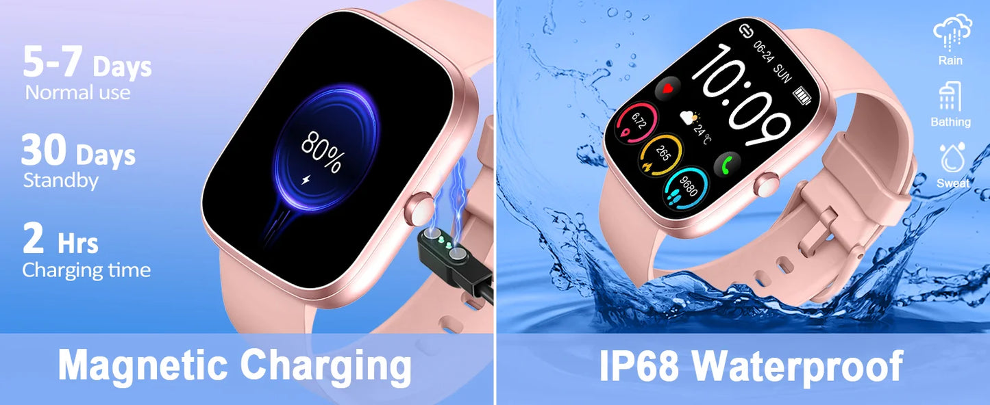 1.91" Smartwatch (Answer/Make Call), IP68 Waterproof, Fitness Tracker, 110+ Sport Modes, Heart Rate and Sleep Monit