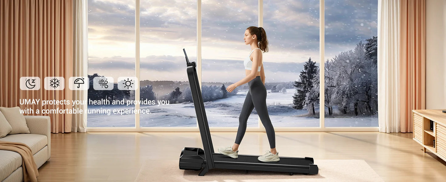 UMAY Walking Pad Treadmill: Incline, Under-Desk, Diamond Belt, Lightweight, Home/Office LED Display
