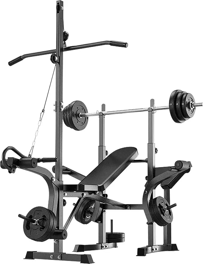 600lb Adjustable 6-in-1 Weight Bench: Full Body Workout with Leg Extension/Curl.