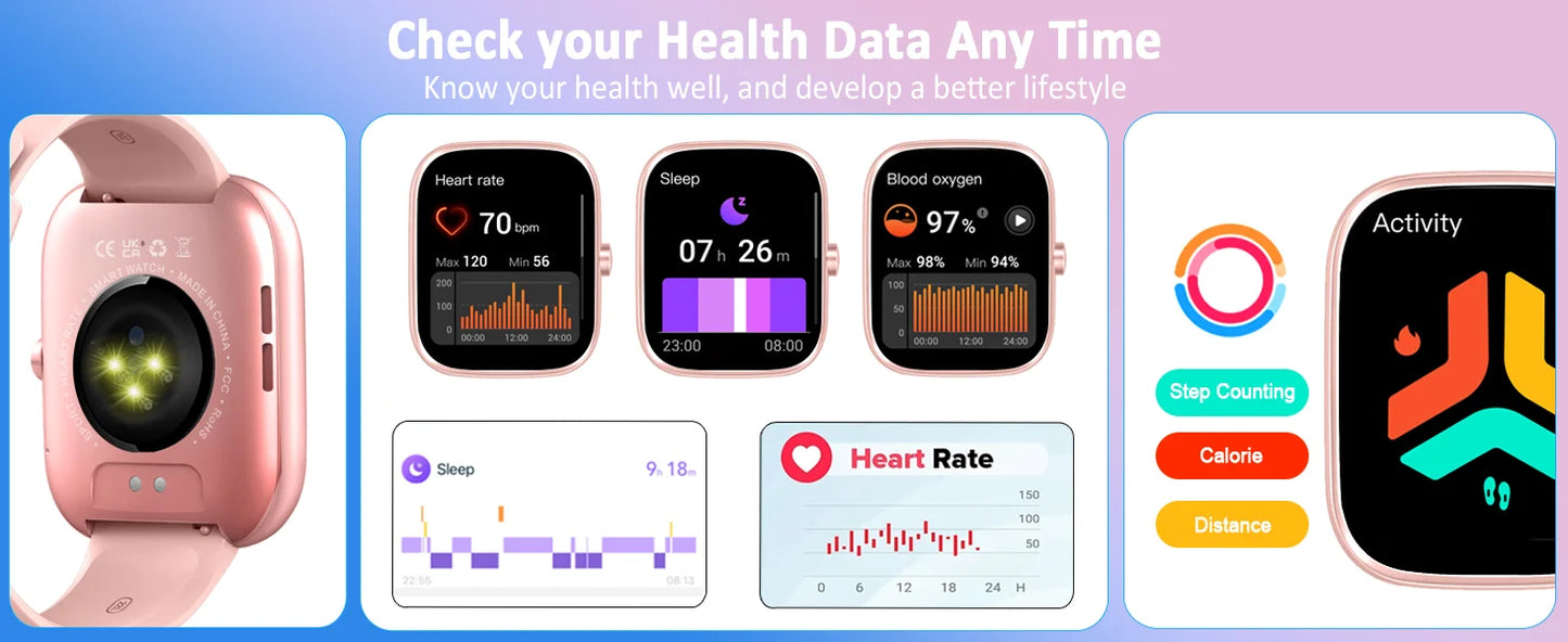 1.91" Smartwatch (Answer/Make Call), IP68 Waterproof, Fitness Tracker, 110+ Sport Modes, Heart Rate and Sleep Monit