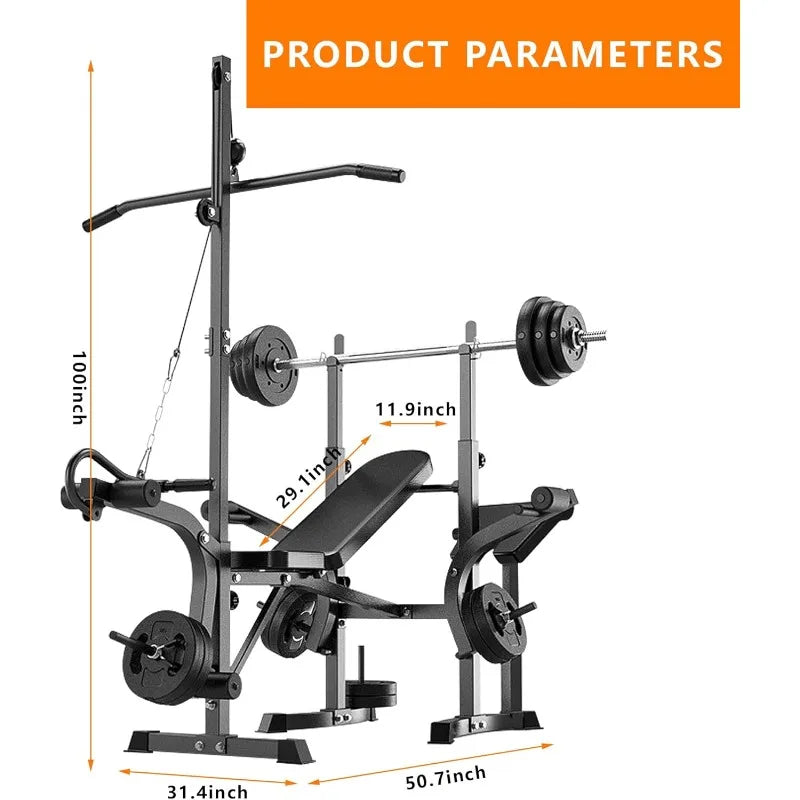 600lb Adjustable 6-in-1 Weight Bench: Full Body Workout with Leg Extension/Curl.